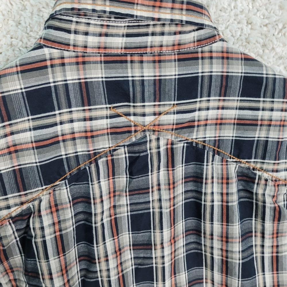BKE Buckle Shirt Men's XL Brown Plaid Western Pearl Snap Long Sleeve Contour EUC - Picture 9 of 11